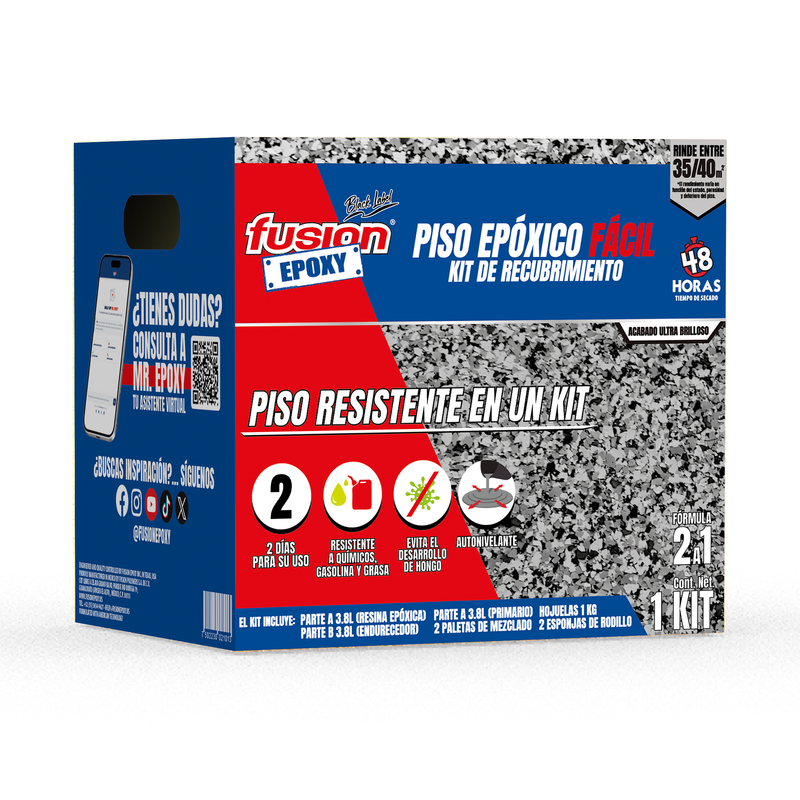 Piso Epóxico Fácil Fusion Epoxy Kit De Recubrimiento