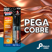 Fusion Epoxy AJCO5 adhesivo epóxico líquido en jeringa que pega cobre y superficies metálicas con secado rápido de 5 minutos.
