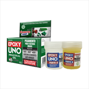 Imagen frontal de Fusion Epoxy UNOIG98 adhesivo epóxico uso general industrial, fuerza 2560 PSI, compresión 5689 PSI, resistencia térmica 752 °F, ideal para metal y superficies rígidas.