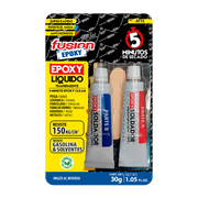 Imagen frontal de Fusion Epoxy ATT5 adhesivo epóxico líquido soldador tubo 5 minutos, fuerza 2560 PSI, compresión 2560 PSI, resistencia 302 °F, ideal para reparaciones rápidas en acero y metal.