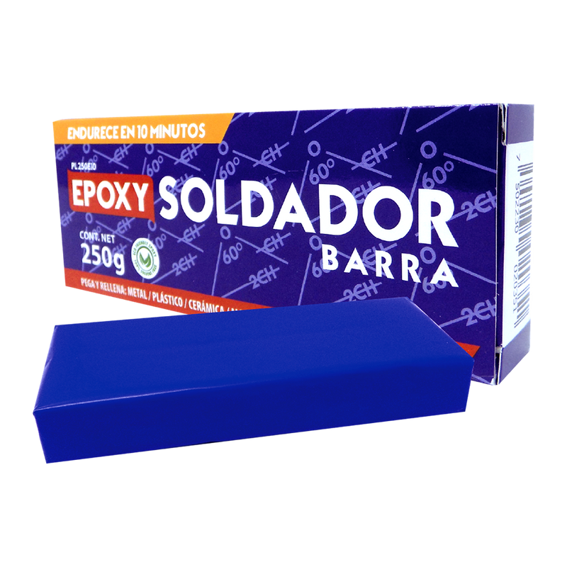 Epoxy Plastilina Soldador en barra Fusion Epoxy de 250 g, endurece en 10 minutos, pega y rellena metal, plástico y cerámica, presentación grande en caja