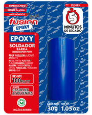 Epoxy Plastilina Soldador en barra Fusion Epoxy de 30 g, secado en 5 minutos, pega y rellena metal, plástico, cerámica, madera y porcelana, resiste agua, gasolina y solventes
