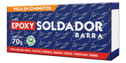 Epoxy Soldador en Barra Fusion Epoxy en caja de 70 g, pega en 10 minutos, plastilina epóxica que pega y rellena metal, plástico, cerámica, madera, cristal, porcelana y barro, resistente al agua