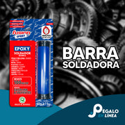 Epoxy Soldador en Barra Fusion Epoxy de 60 g sobre fondo de engranes metálicos, plastilina epóxica moldeable para reparar y rellenar piezas, seca en 5 minutos