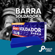 Epoxy Soldador Barra Fusion Epoxy PL250E10 de 250 g sobre fondo de engranajes metálicos, plastilina epóxica moldeable que endurece en 10 minutos para reparaciones de metal, plástico y cerámica