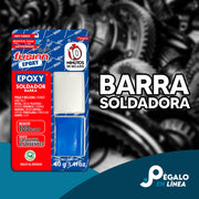 Epoxy Soldador Plastilina PL40E10, barra epóxica moldeable de secado rápido de 10 minutos, ideal para reparaciones rápidas en interiores y exteriores, materiales rígidos.