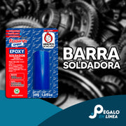 Epoxy Soldador Plastilina PL30E5, adhesivo epóxico moldeable que adhiere acero, cerámica, madera y plásticos rígidos.
