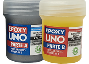 Tarros de Epoxy Uno Aluminio Fusion Epoxy Parte A y Parte B, bicomponente que se mezcla en partes iguales, alta resistencia mecánica, resiste gasolina, solventes y altas temperaturas