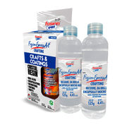 Imagen frontal de RESCRBL Resina Epóxica Cristal 250 g (Parte A y B, 125 g c/u), resina transparente resistente a rayos UV, fondo transparente.