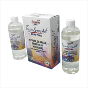 Imagen frontal de RESCRUV1 Resina Epóxica Cristalina 1 L, transparente y resistente a rayos UV, fondo transparente.