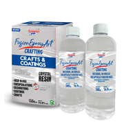 Resina Epóxica Cristal Fusion Epoxy Art Crafting de 1 litro con botellas Parte A y Parte B de 500 ml cada una, acabado cristalino de alto brillo, resistente UV y no amarillenta, para encapsulados, recubrimientos, decoraciones y manualidades