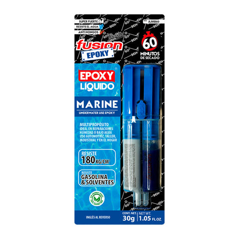 Epoxy Marine en Jeringa 60 Min de Fusion Epoxy, pegamento epóxico para superficies húmedas